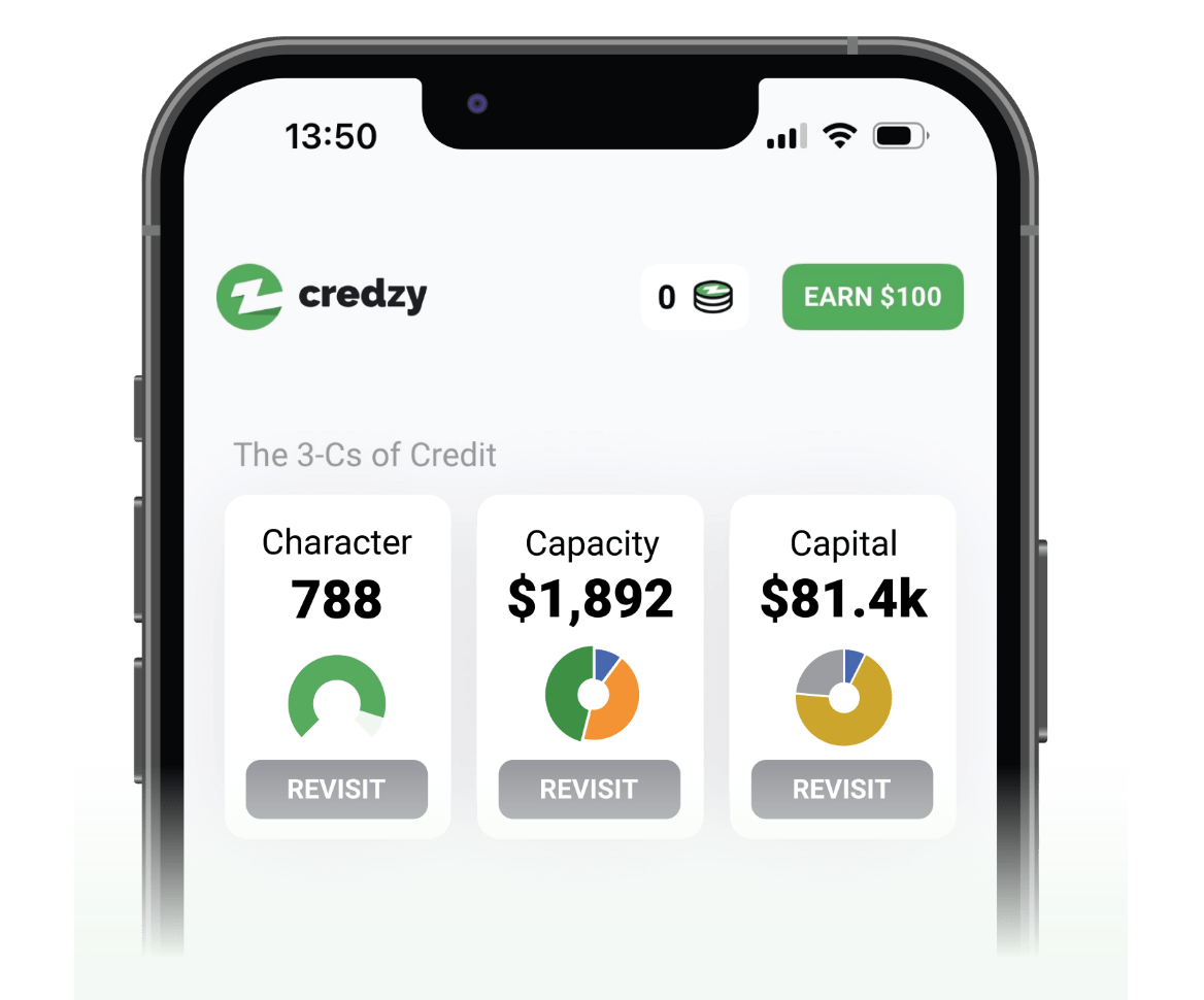 Credzy mobile app interface